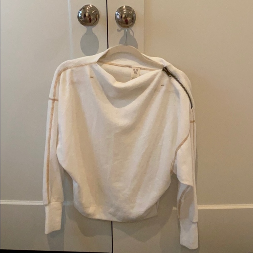 Cream free people top with zipper